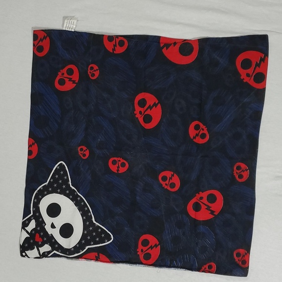 VTG Hot Topic Skelanimals Kit The Cat Square Bandana Scarf Accessory Sz 20"x 20" - Picture 3 of 16